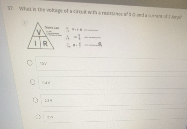 Solved: What is the voltage of a circuit with a resistance of 5 Ω and a ...