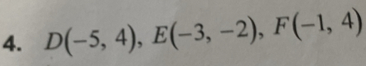 D(-5,4), E(-3,-2), F(-1,4)