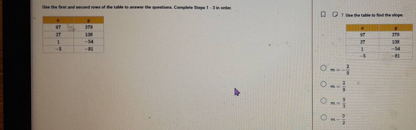 Solved: Use the first and second rows of the table to answer the ...