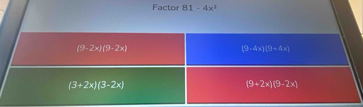 Factor 81-4x^2