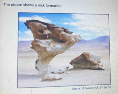 The picture shows a rock formation. 
Source: El Guanche CC BY SA 2.0