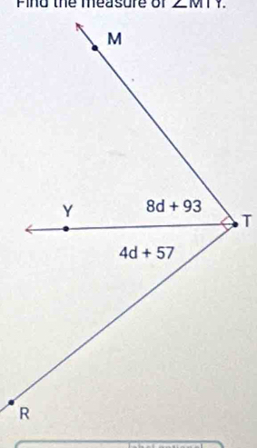 Pind the measure of ∠ MIY.