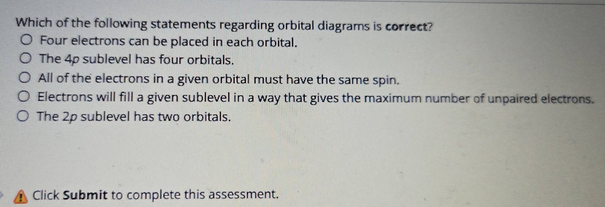 Solved: Which of the following statements regarding orbital diagrams is ...