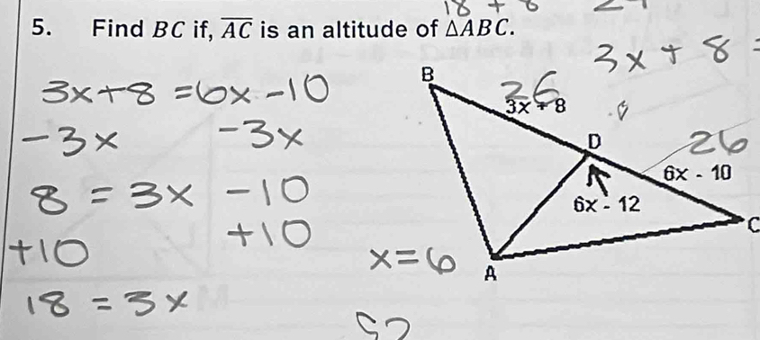 Find BC if, overline AC is an altitude of △ ABC.