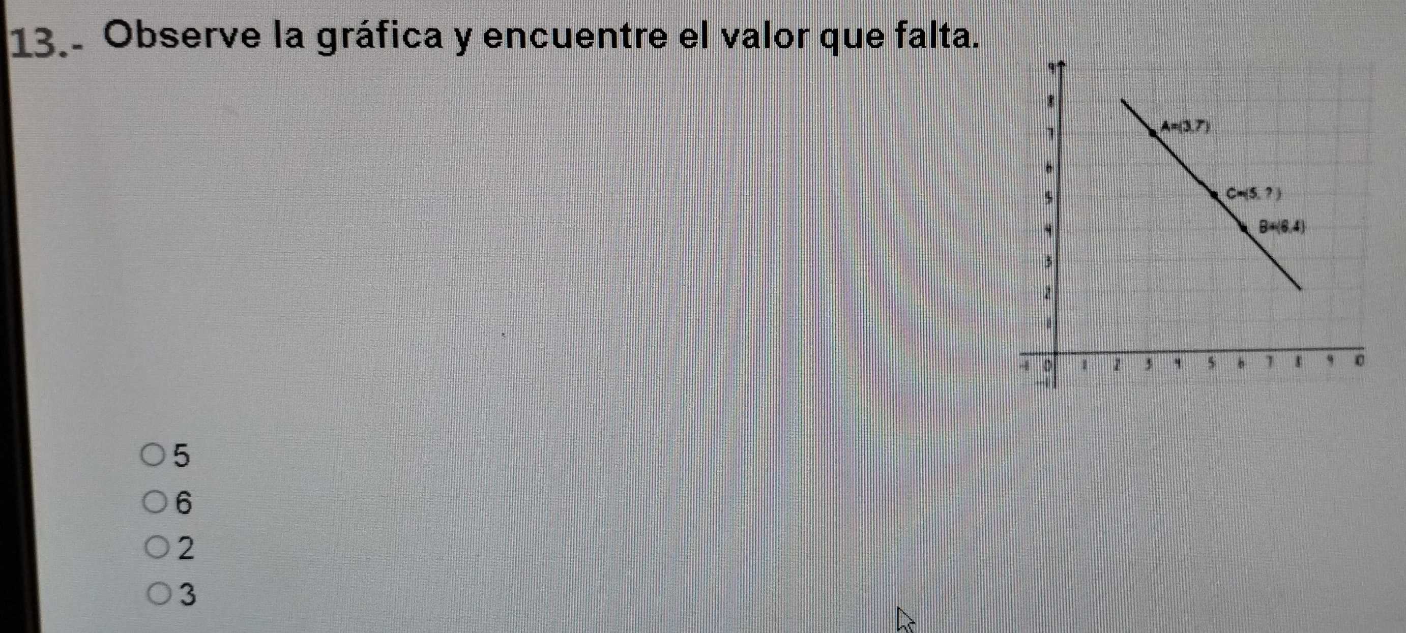 Observe la gráfica y encuentre el valor que falta.
5
6
2
3