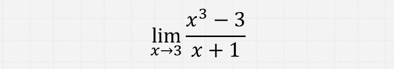 limlimits _xto 3 (x^3-3)/x+1 