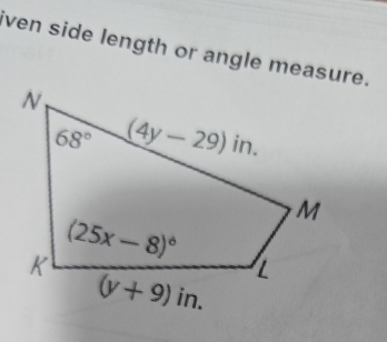 iven side length or angle measure.