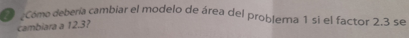 a 
Como debería cambiar el modelo de área del problema 1 si el factor 2.3 se 
cambiara a 12.3?