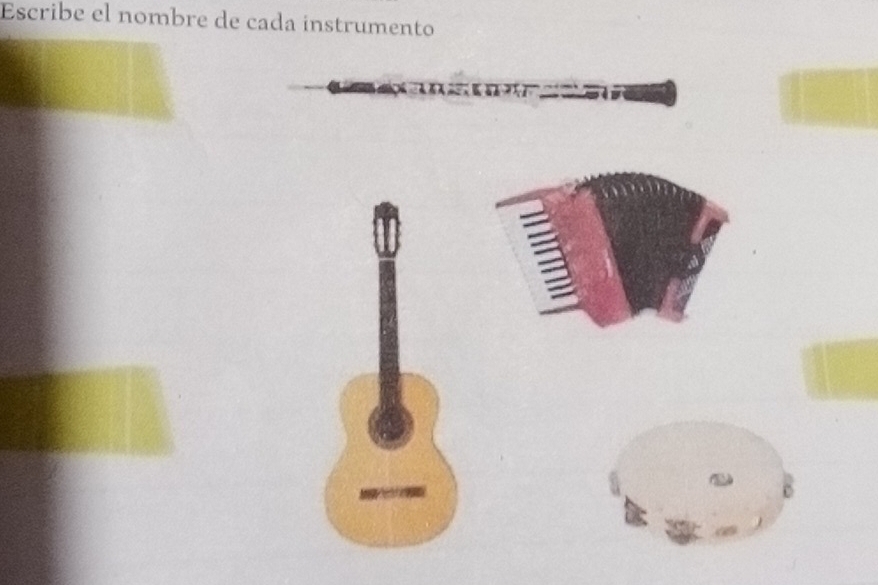 Escribe el nombre de cada instrumento