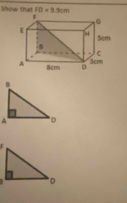 Show that FD=9.9cm