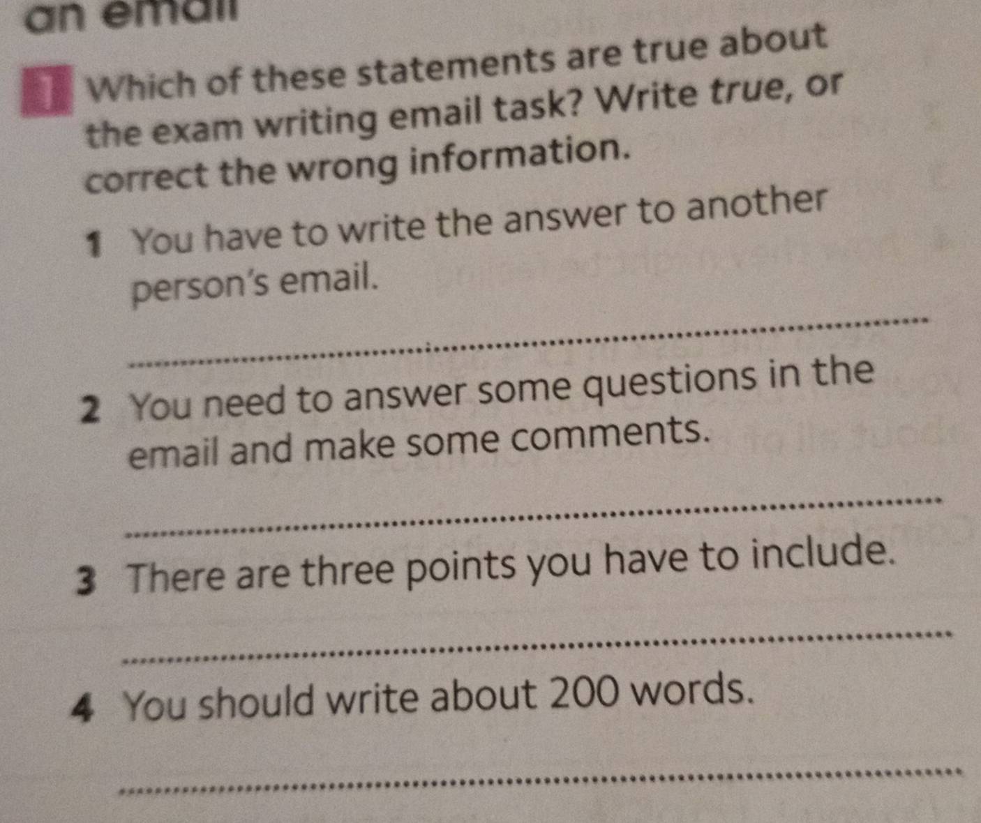 Resuelto:an emai Which of these statements are true about the exam ...