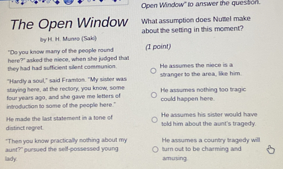 Solved: Open Window'' to answer the question. The Open Window What ...
