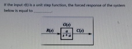 If the input r(t) is a unit step function, the forced response of the system
below is equal to _.