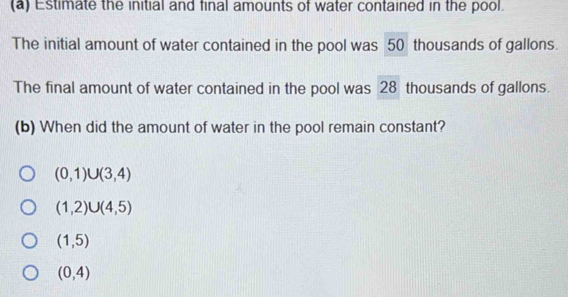 Solved: Estimate the initial and final amounts of water contained in ...