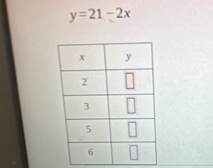 y=21-2x