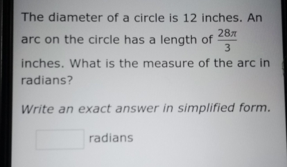 Telah dijawab:The diameter of a circle is 12 inches. An arc on the ...