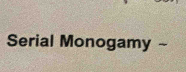 Serial Monogamy ~