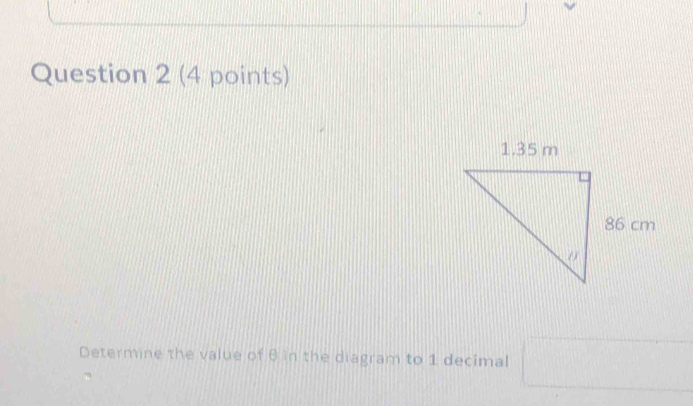 Determine the value of θ in the diagram to 1 decimal frac a_□  10000 □