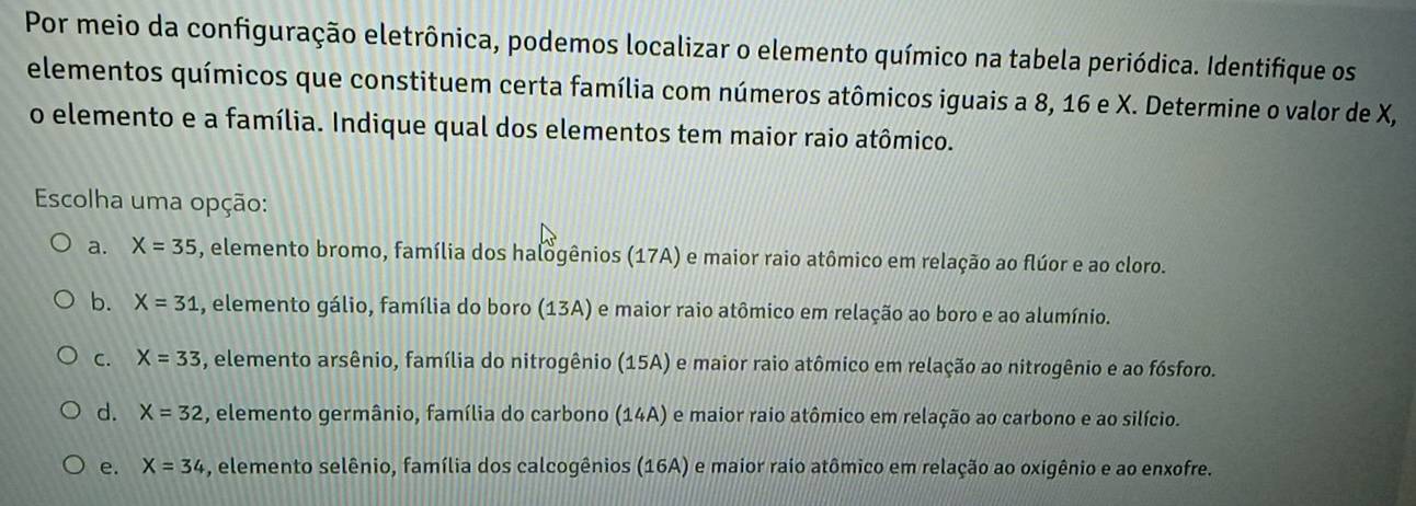 Resolvido:Por meio da configuração eletrônica, podemos localizar o ...