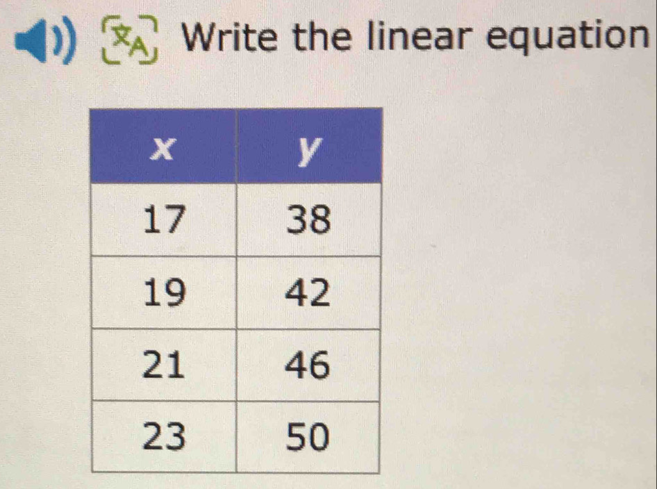 Write the linear equation