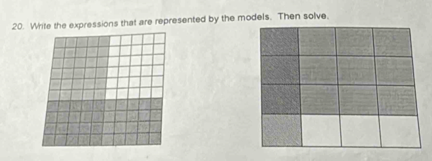 Write the expressions that are represented by the models. Then solve,