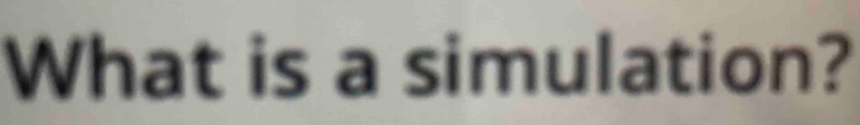 What is a simulation?