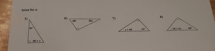 Solve for x;
5)
6)7)
8)