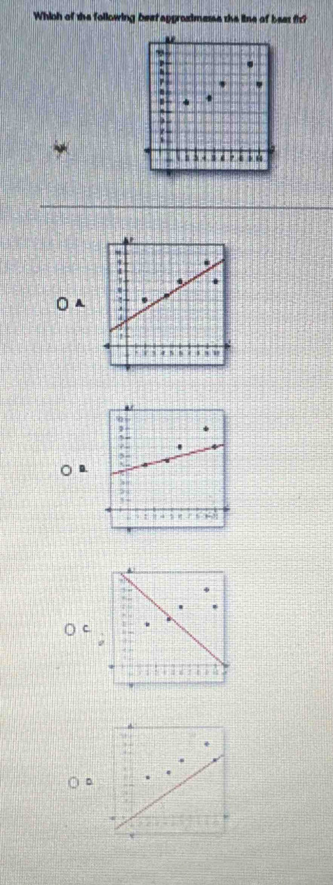 Which of the following beat apgroximesss the line of bees fh? 
D.