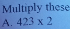 Multiply these
A. 423* 2