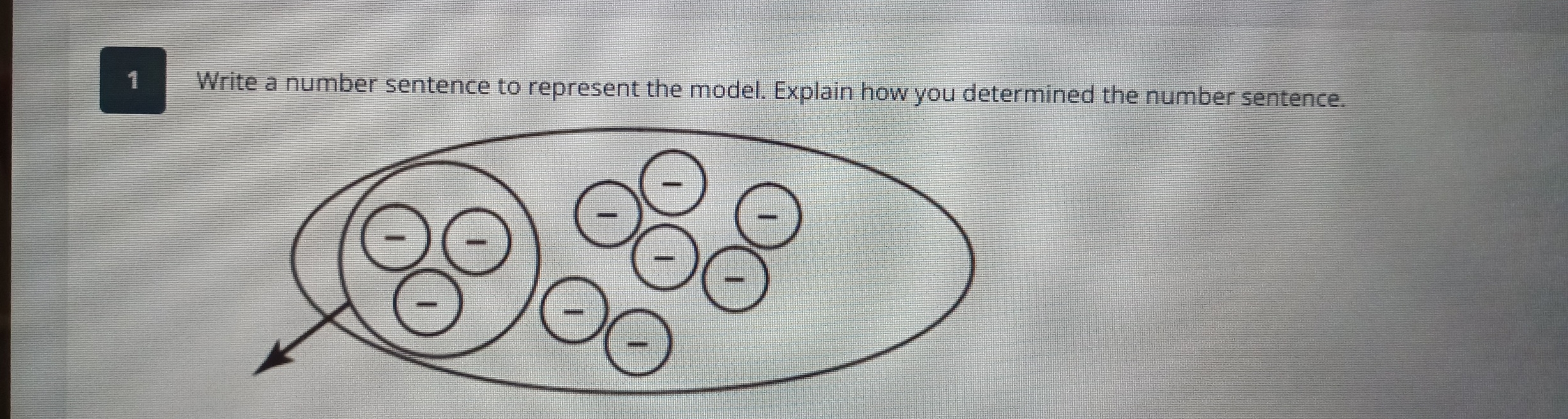 Write a number sentence to represent the model. Explain how you determined the number sentence.