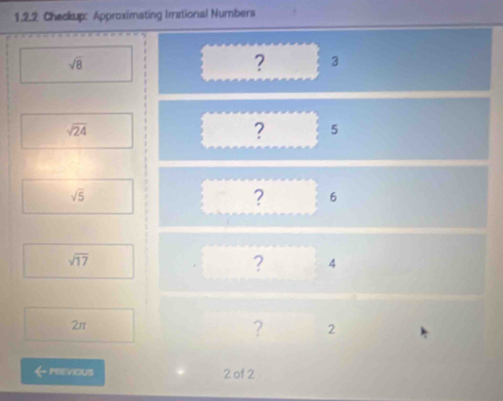 Checkup: Approximating Irrational Numbers