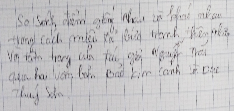 so sonk, dven giāng Ma uf Mail mihau 
treng cach miài (ái biú trons, Mhān u 
va toim frang am tǎo giē Maugr Tha 
qua hai von boh Bag kim cank in Dac 
Thuy Sin.