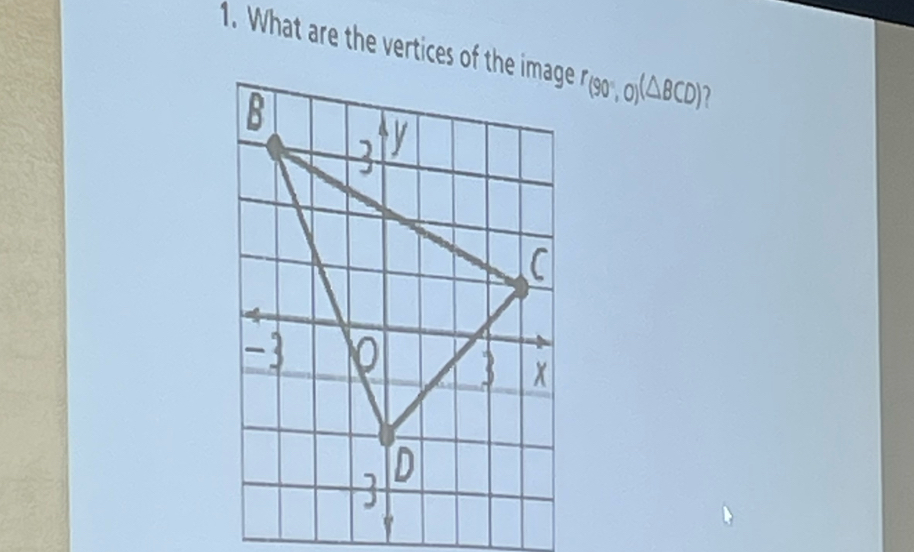 What are the vertices of the r_(90°,0)(△ BCD)