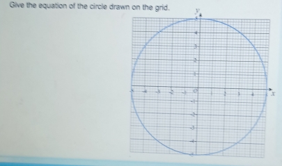 Give the equation of the circle drawn on the grid.