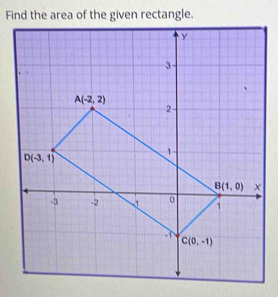 Find the area of the given rectangle.