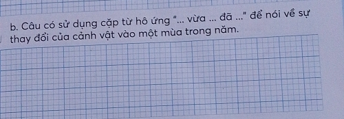 Câu có sử dụng cặp từ hô ứng "... vừa ... đã ..." để nói về sự 
thay đổi của cảnh vật vào một mùa trong năm.