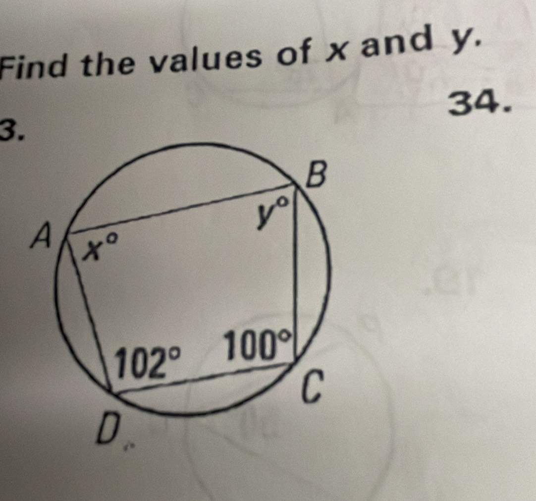 Find the values of x and y.
34.
3.