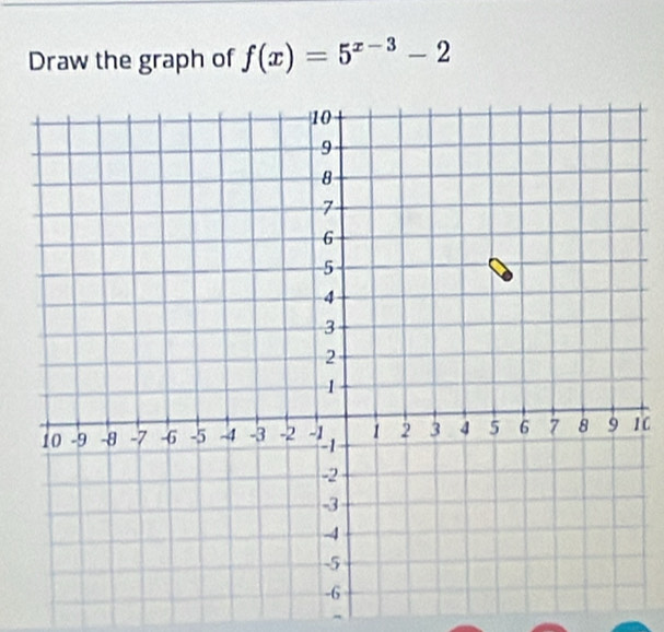 Draw the graph of f(x)=5^(x-3)-2
1C