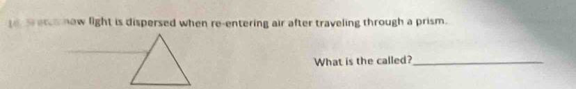 eto new light is dispersed when re-entering air after traveling through a prism. 
What is the called?_