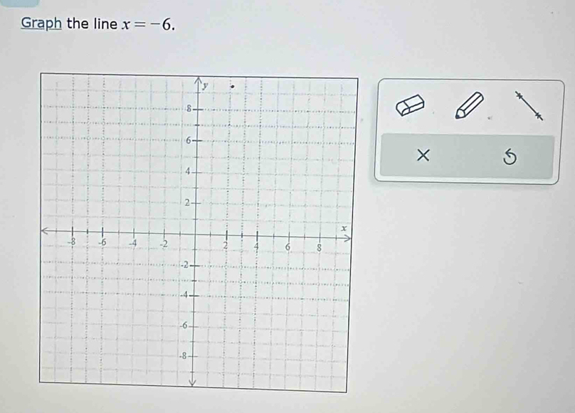 Graph the line x=-6. 
×