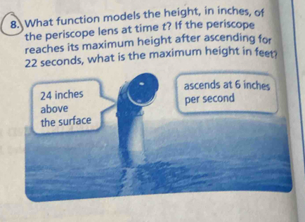 Solved: What function models the height, in inches, of the periscope ...