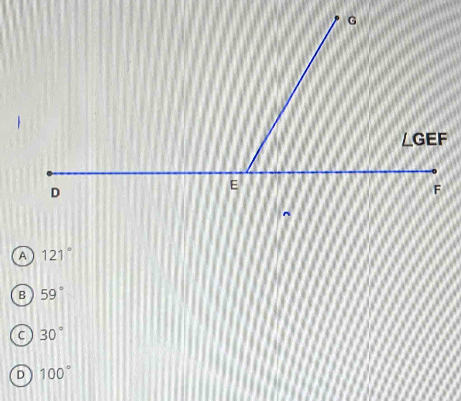 A 121°
B 59°
a 30°
D 100°