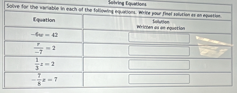 Solving Equations