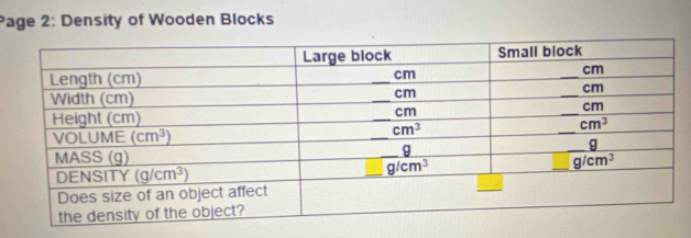 Page 2: Density of Wooden Blocks