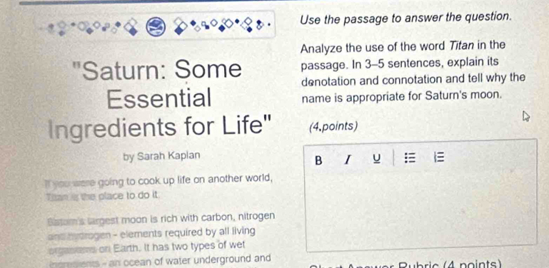 Solved: Use the passage to answer the question. Analyze the use of the ...