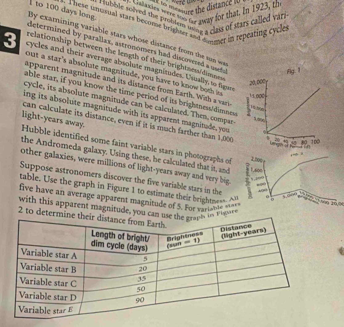 Solved: to asure the dista c y Galaxies were too far away for that. In ...