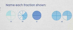 Name each fraction shown: 
(d