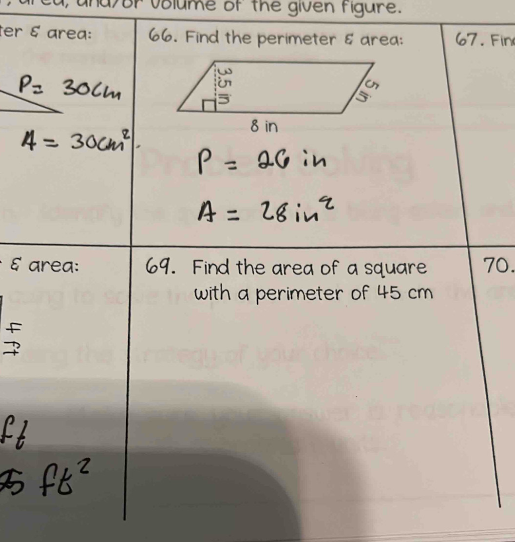 given figure. 
ter & area: erimeter & ar ea: 67.Fin 
0.