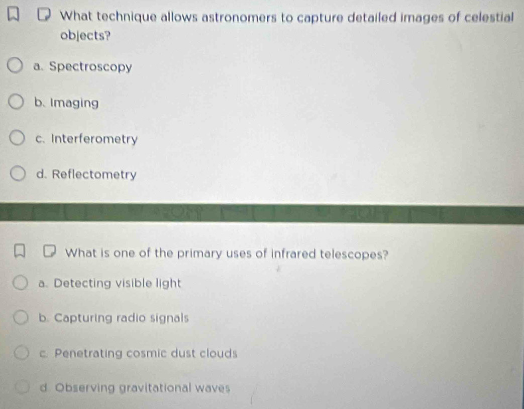 Solved: What technique allows astronomers to capture detailed images of ...