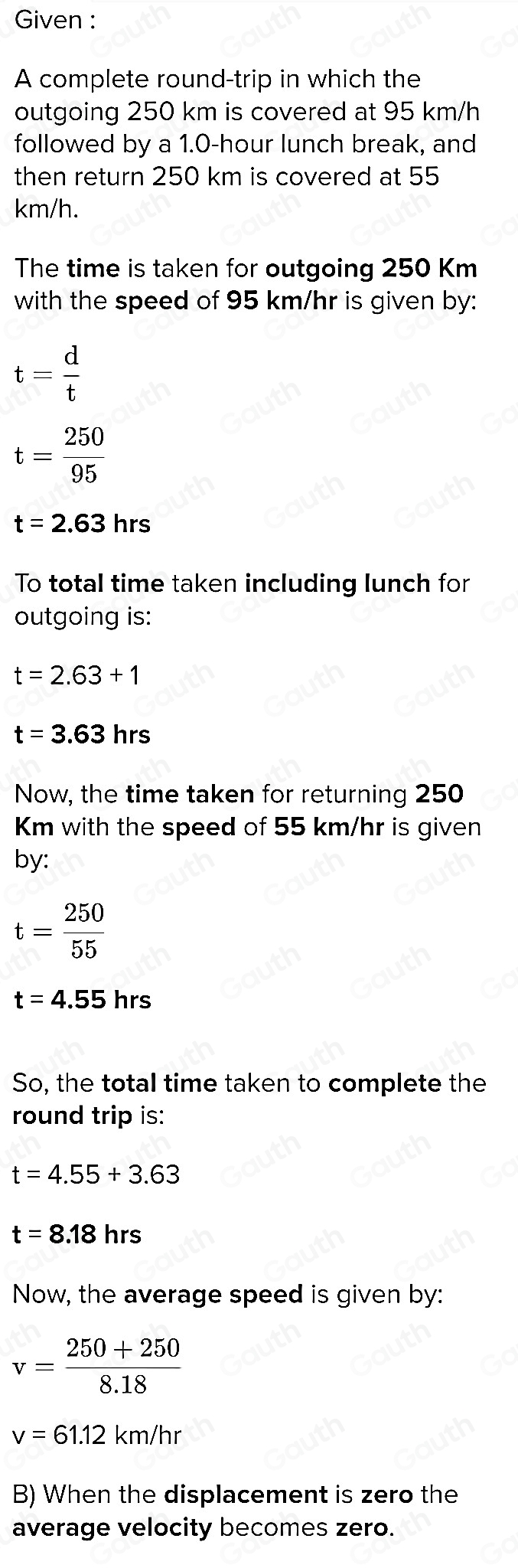 Solved: (II) Calculate the average speed and average velocity of a ...